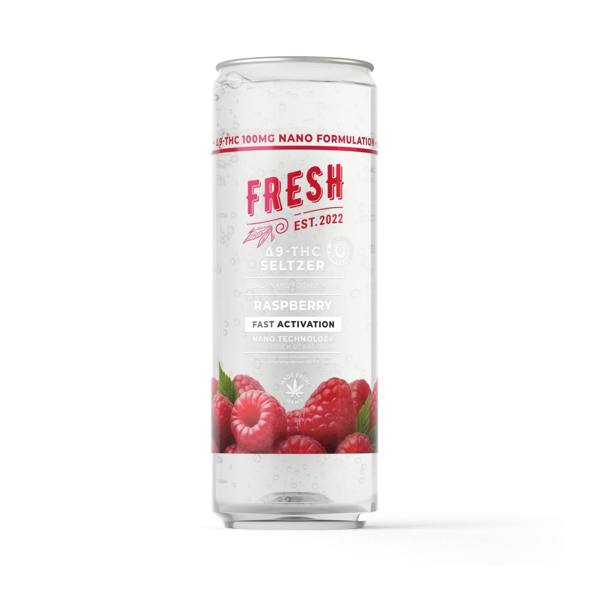 100mg Raspberry THC Seltzer - Delta 9 Nano - Fresh
