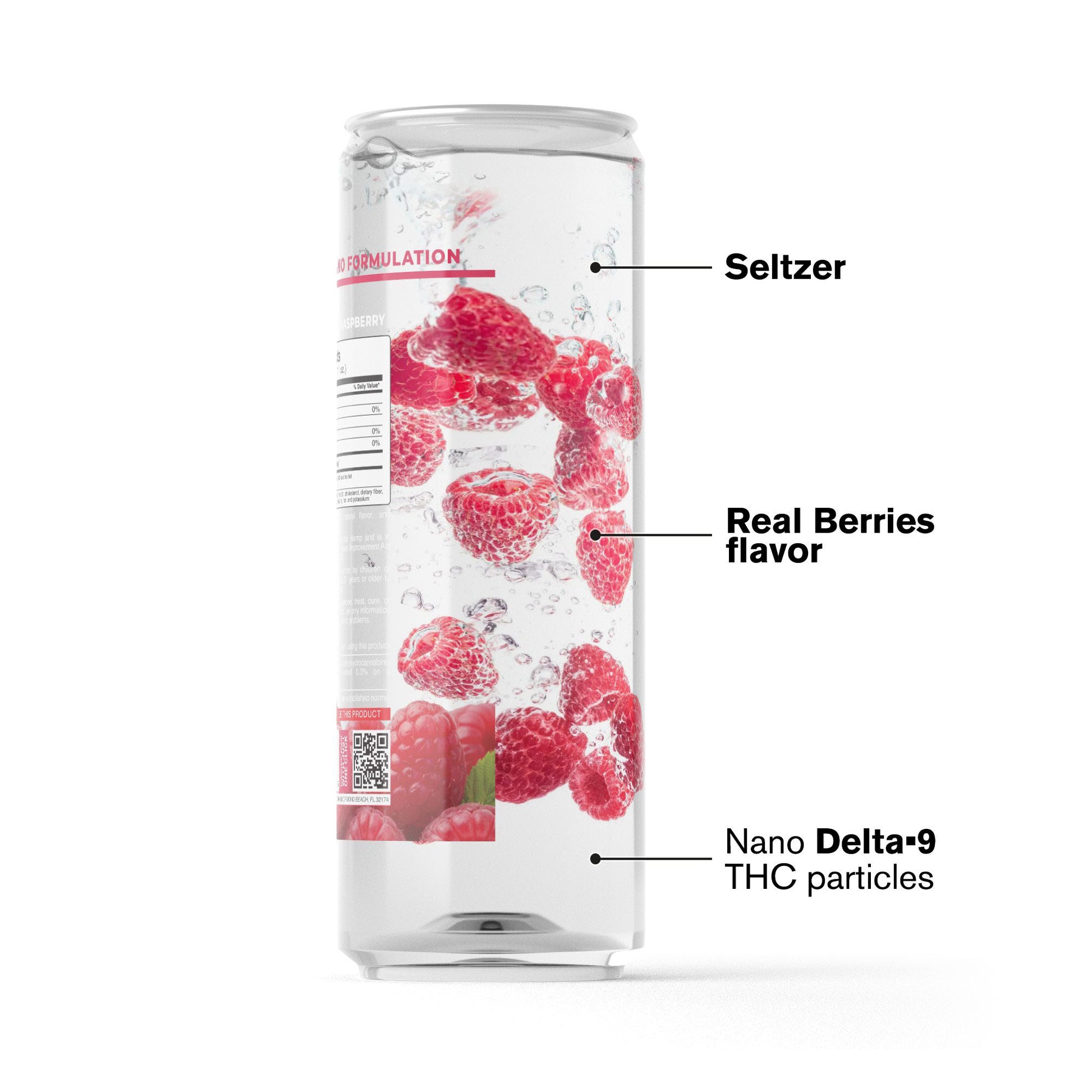 100mg Raspberry THC Seltzer - Delta 9 Nano - Fresh