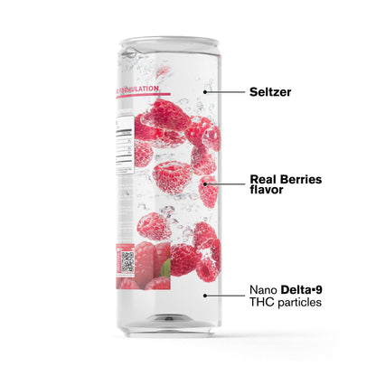 100mg Raspberry THC Seltzer - Delta 9 Nano - Fresh