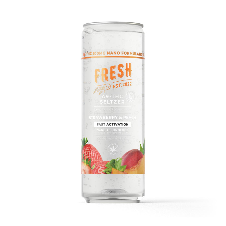 100mg Strawberry & Peach THC Seltzer - D9 Nano - Fresh