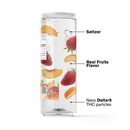 100mg Strawberry & Peach THC Seltzer - D9 Nano - Fresh