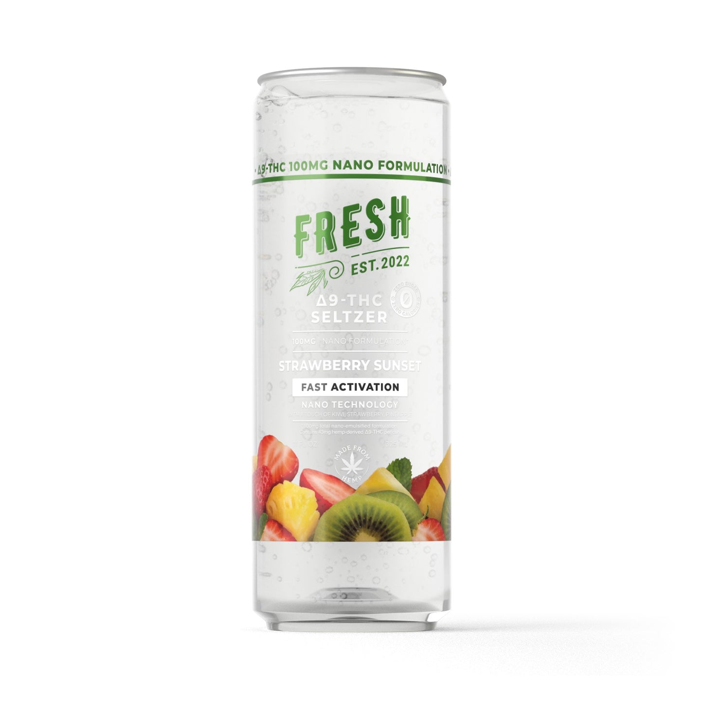 100mg Strawberry Sunset THC Seltzer - D9 Nano - Fresh