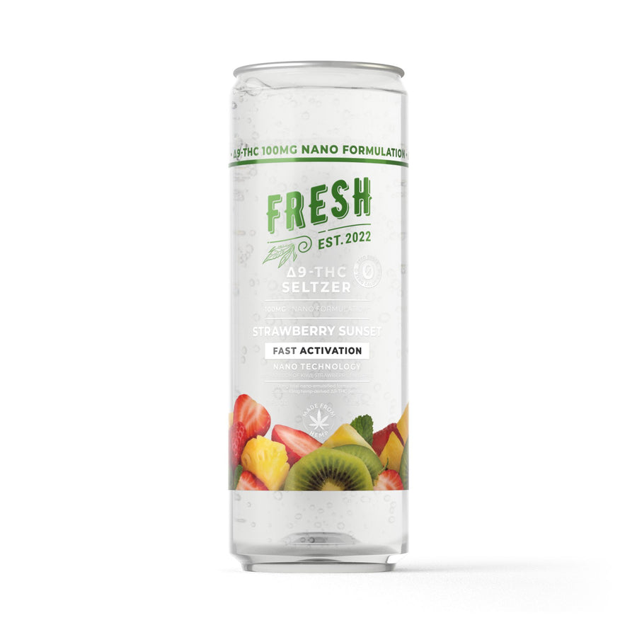 100mg Strawberry Sunset THC Seltzer - D9 Nano - Fresh