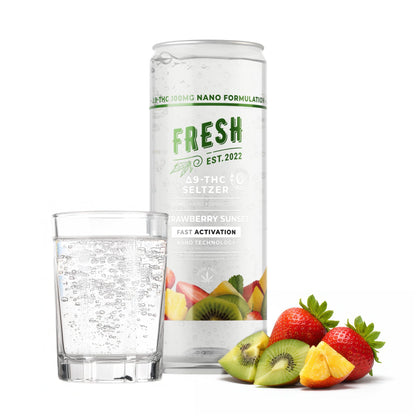 100mg Strawberry Sunset THC Seltzer - D9 Nano - Fresh