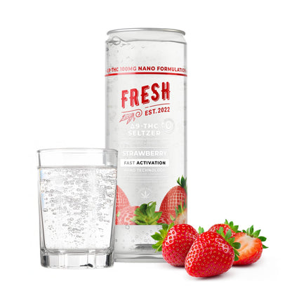 100mg Strawberry THC Seltzer - D9 Nano - Fresh