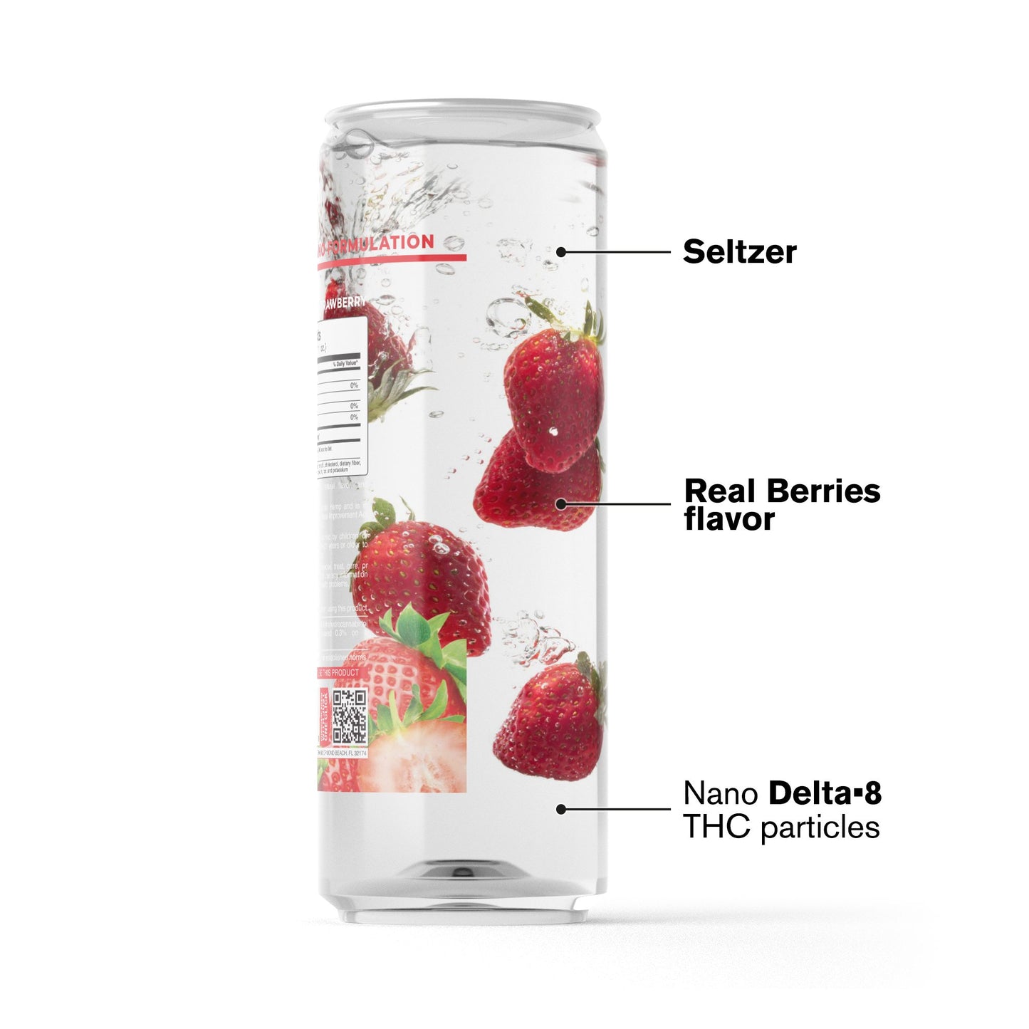 100mg Strawberry THC Seltzer - D9 Nano - Fresh
