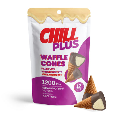 100mg White Chocolate Waffle Cones - D8 & THCP - Chill Plus