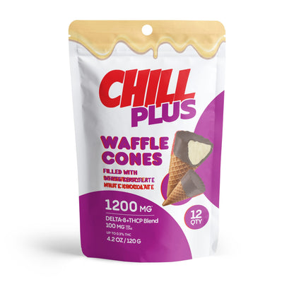 100mg White Chocolate Waffle Cones - D8 & THCP - Chill Plus