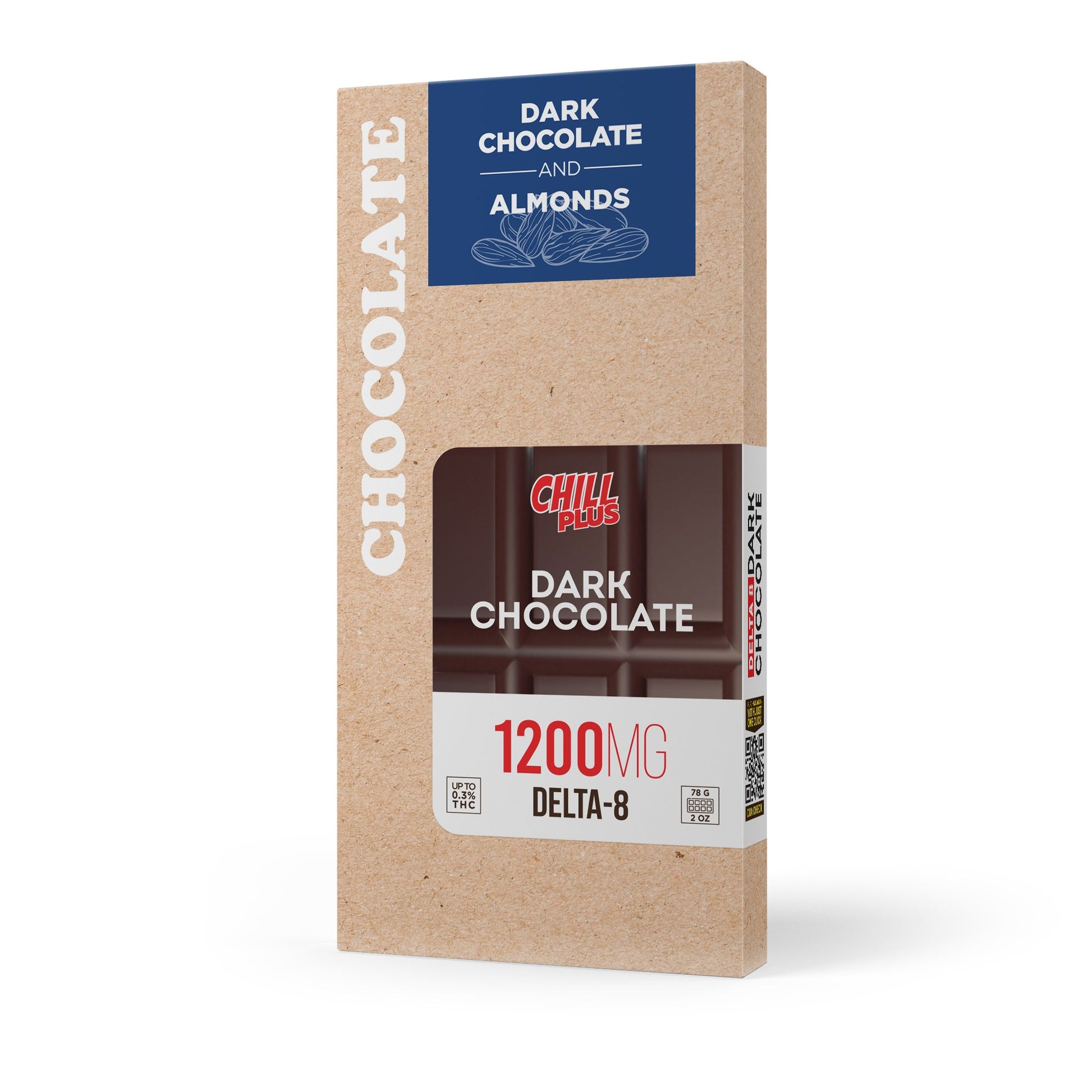 1,200mg Dark Chocolate & Almond Bar – Delta 8 – Chill Plus