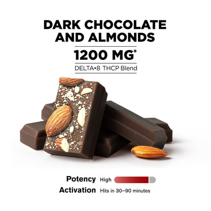 1,200mg Dark Chocolate & Almond Bar – Delta 8 – Chill Plus