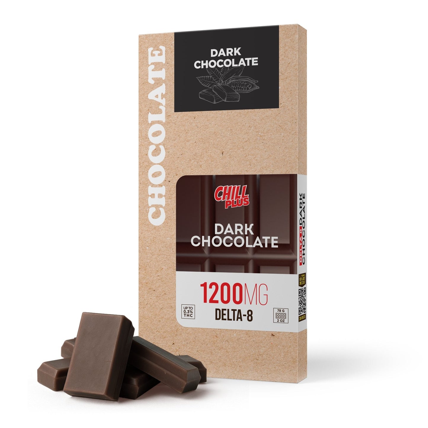 1,200mg Dark Chocolate Bar - Delta 8 - Chill Plus