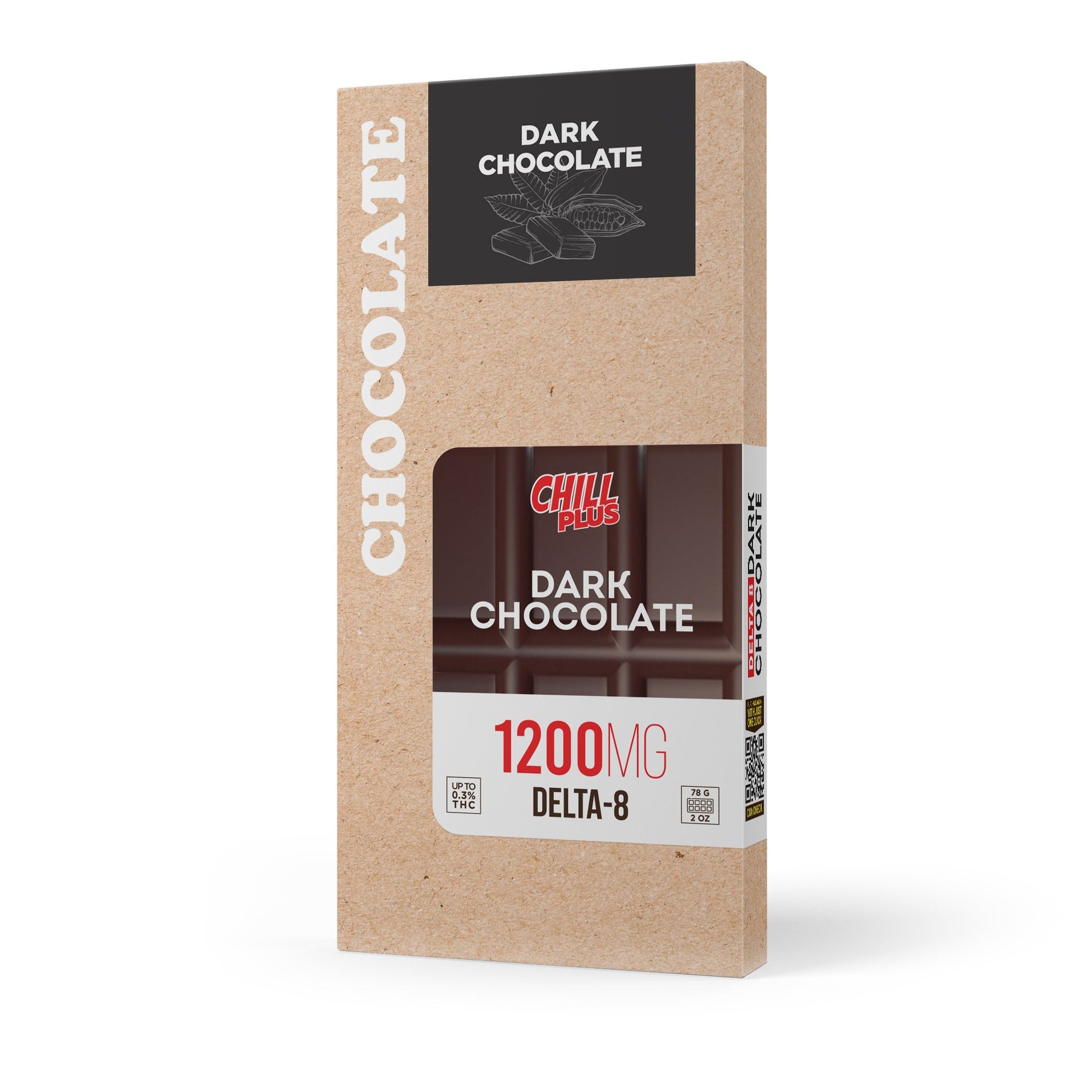 1,200mg Dark Chocolate Bar - Delta 8 - Chill Plus