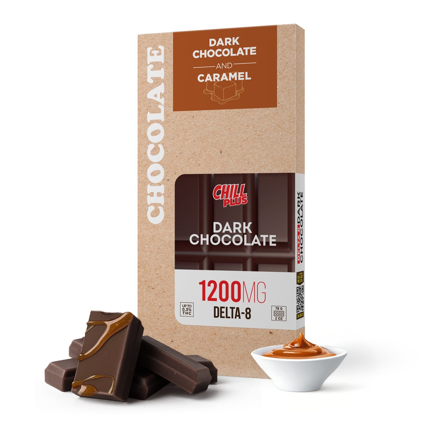 1,200mg Dark Chocolate & Caramel Bar - Delta 8 - Chill Plus