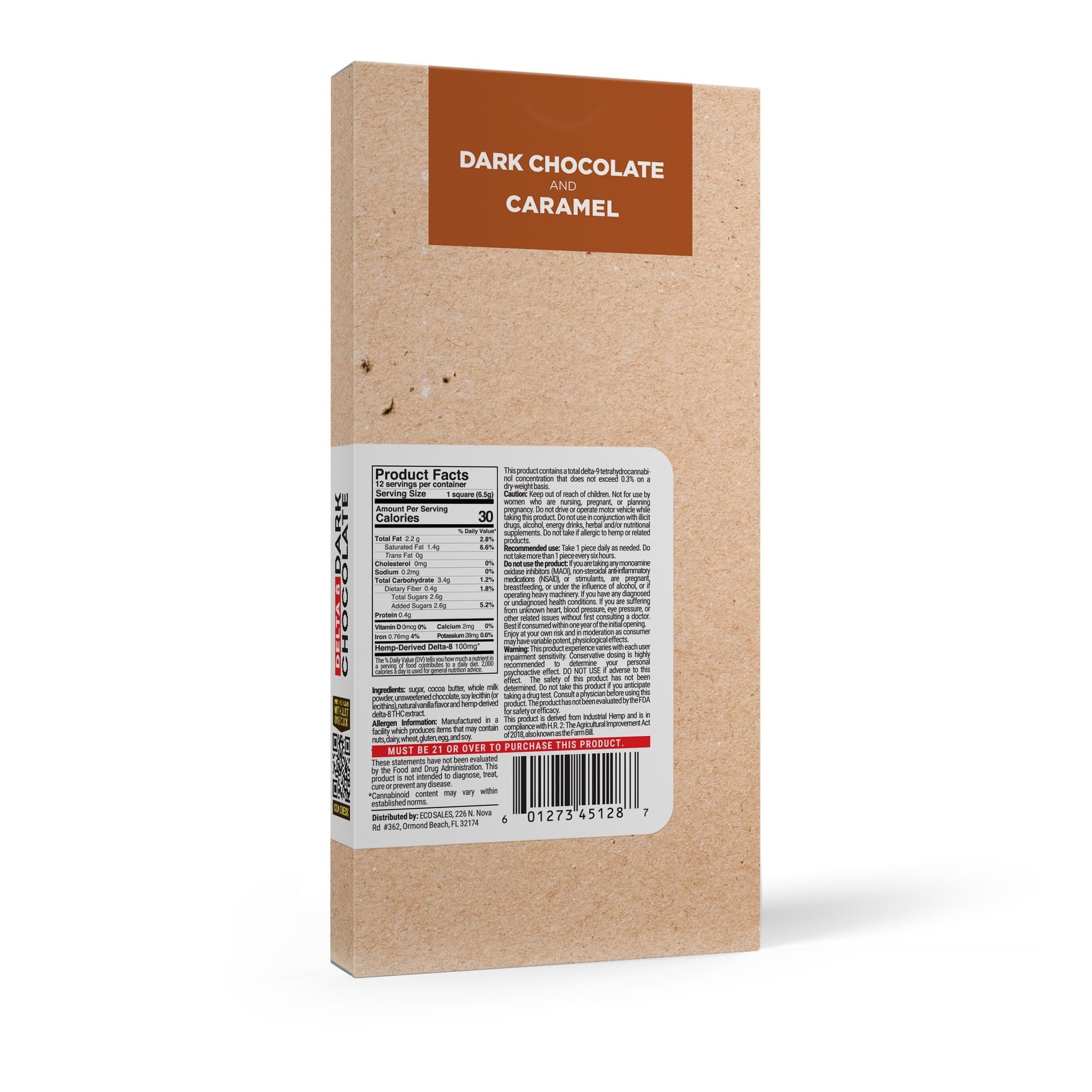 1,200mg Dark Chocolate & Caramel Bar - Delta 8 - Chill Plus