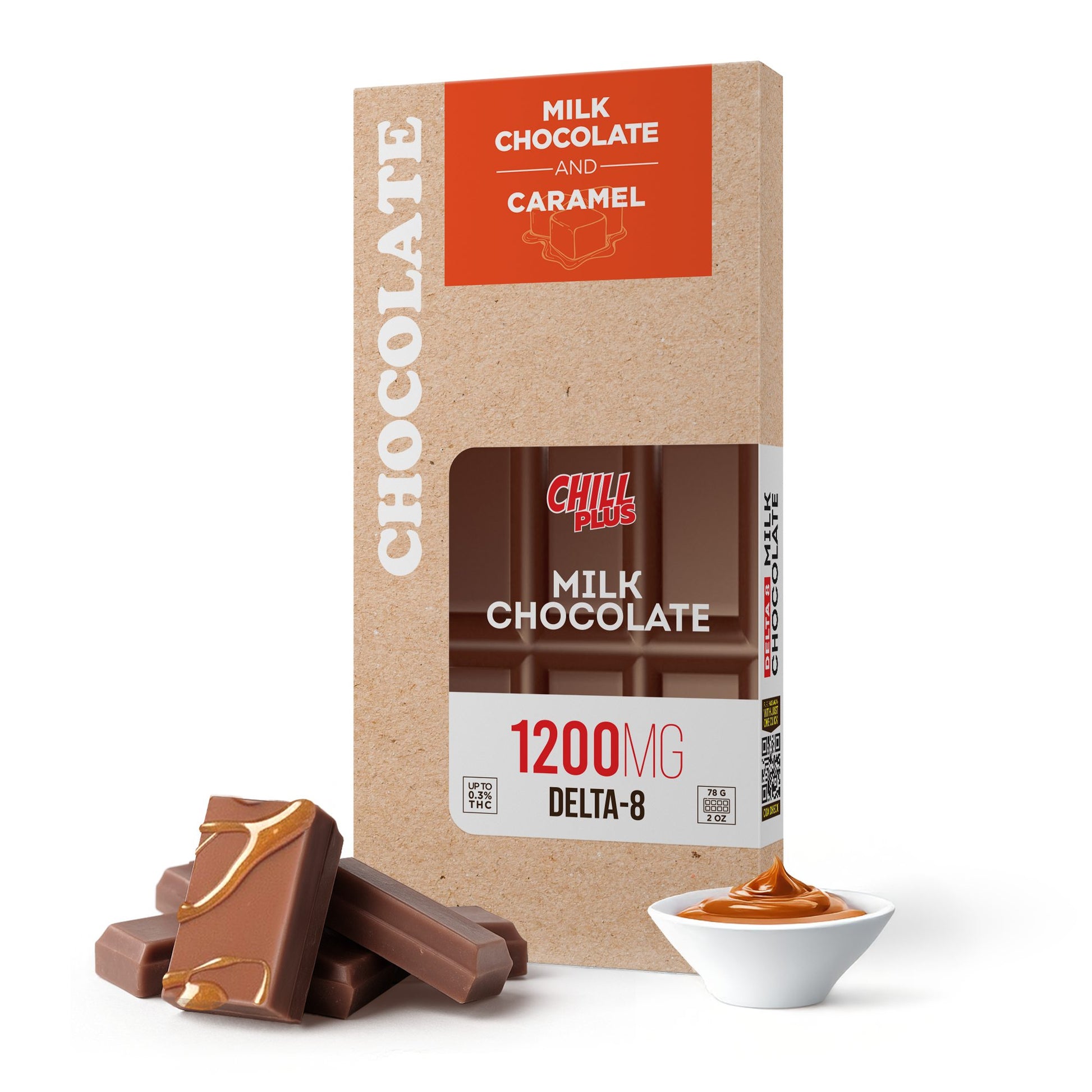 1,200mg Milk Chocolate & Caramel Bar - Delta 8 - Chill Plus