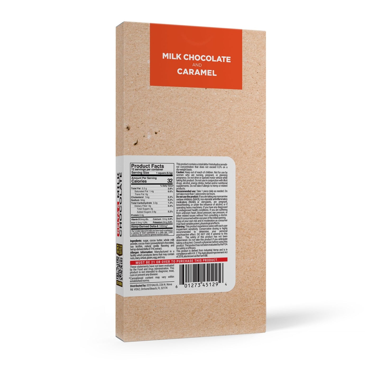 1,200mg Milk Chocolate & Caramel Bar - Delta 8 - Chill Plus