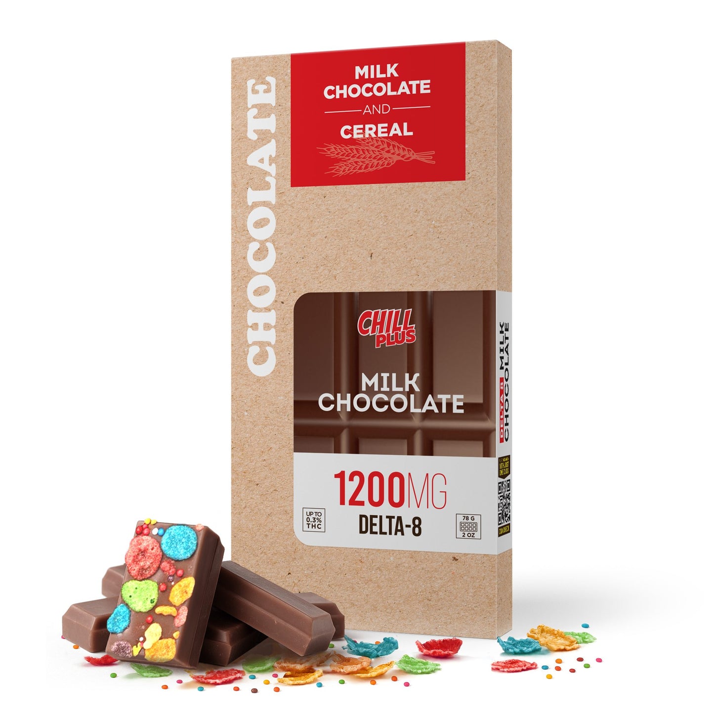 1,200mg Milk Chocolate & Cereal Bar - Delta 8 - Chill Plus