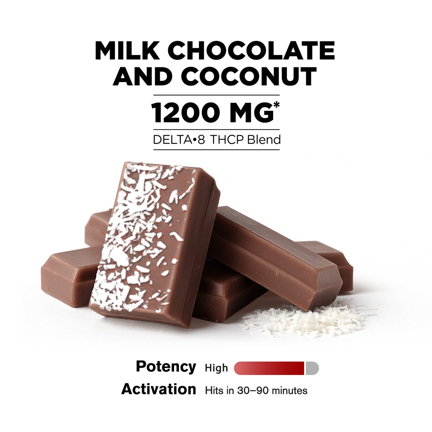 1,200mg Milk Chocolate & Coconut Flakes Bar – Delta 8 – Chill Plus