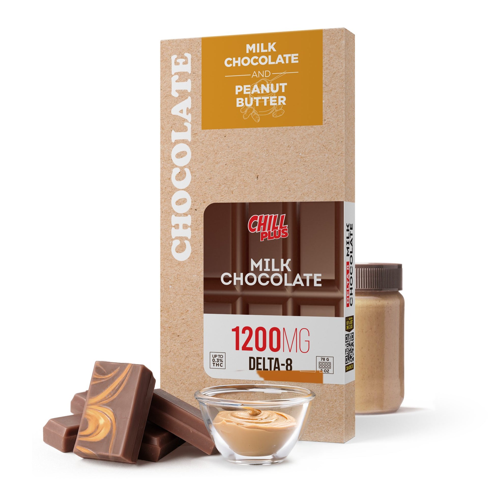 1,200mg Milk Chocolate & Peanut Butter Bar - Delta 8
