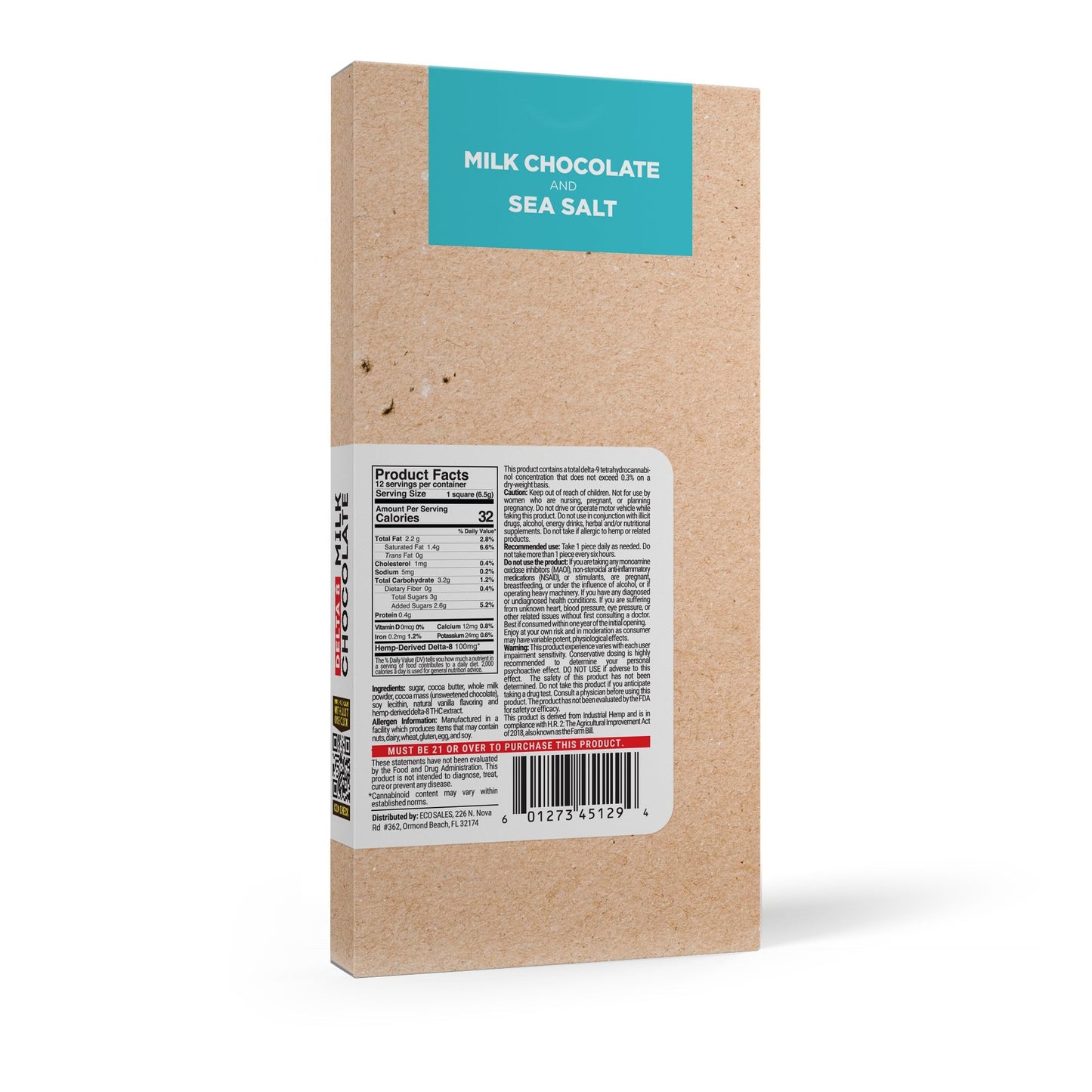 1,200mg Milk Chocolate & Sea Salt Bar – Delta 8 – Chill Plus