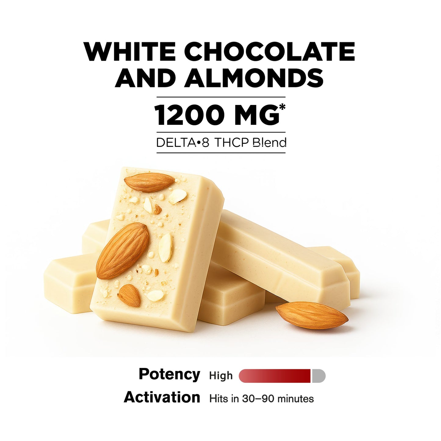 1,200mg White Chocolate & Almonds Bar - Delta 8 - Chill Plus
