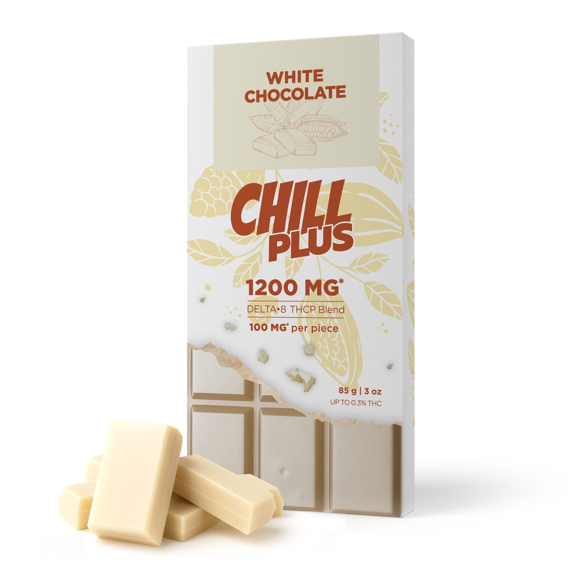 1,200mg White Chocolate Bar - Delta 8 - Chill Plus
