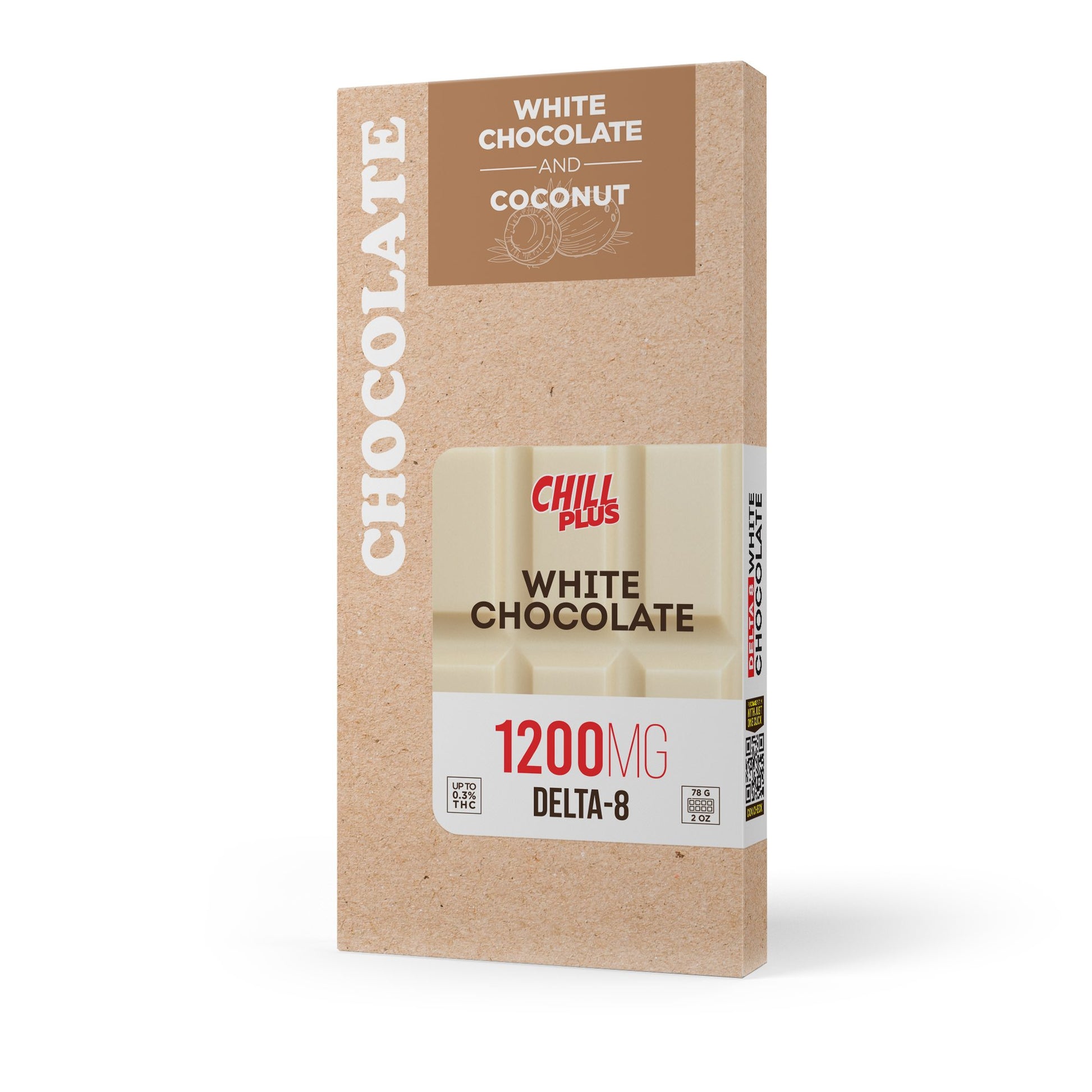 1,200mg White Chocolate & Coconut Flakes Bar - Delta 8 - Chill Plus