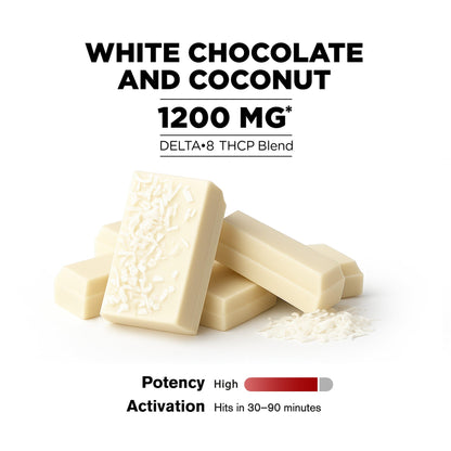 1,200mg White Chocolate & Coconut Flakes Bar - Delta 8 - Chill Plus