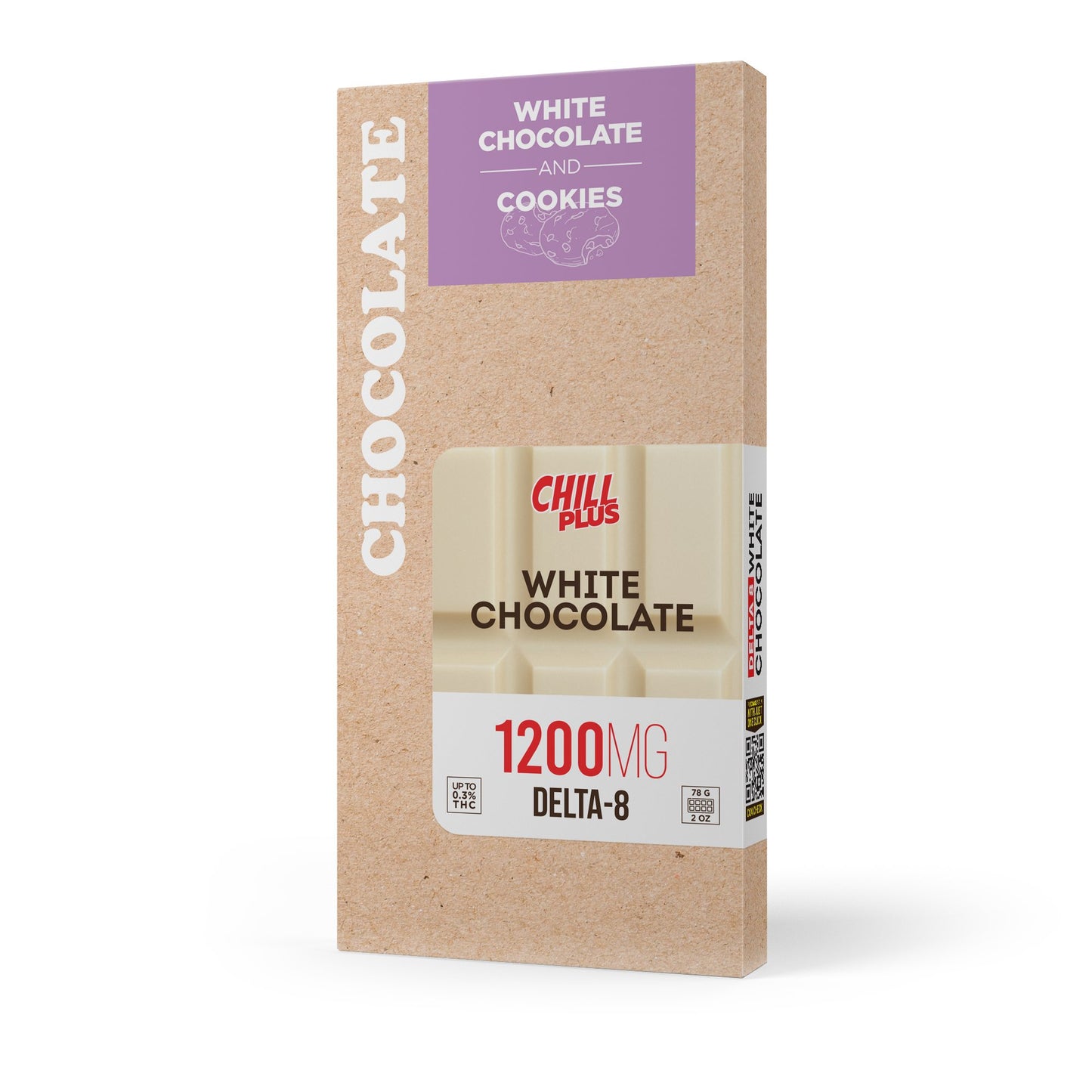 1,200mg White Chocolate & Cookies Bar - Delta 8 - Chill Plus