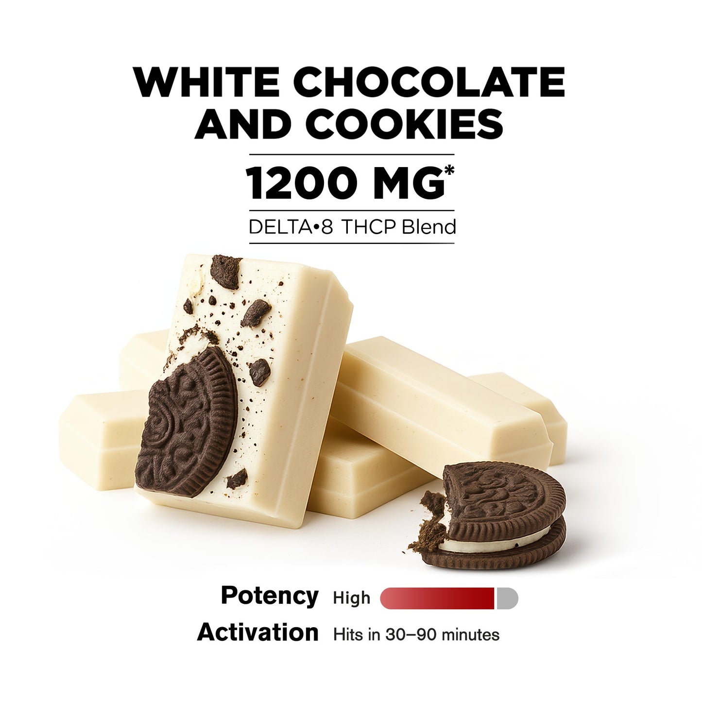 1,200mg White Chocolate & Cookies Bar - Delta 8 - Chill Plus