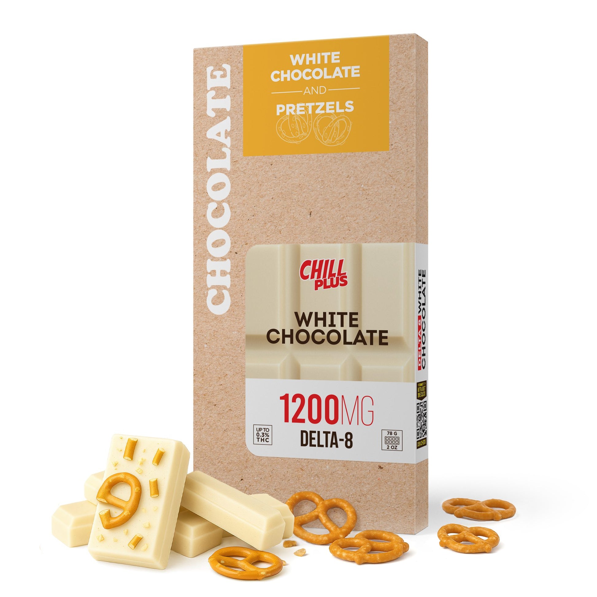 1,200mg White Chocolate & Pretzels Bar - Delta 8 - Chill Plus