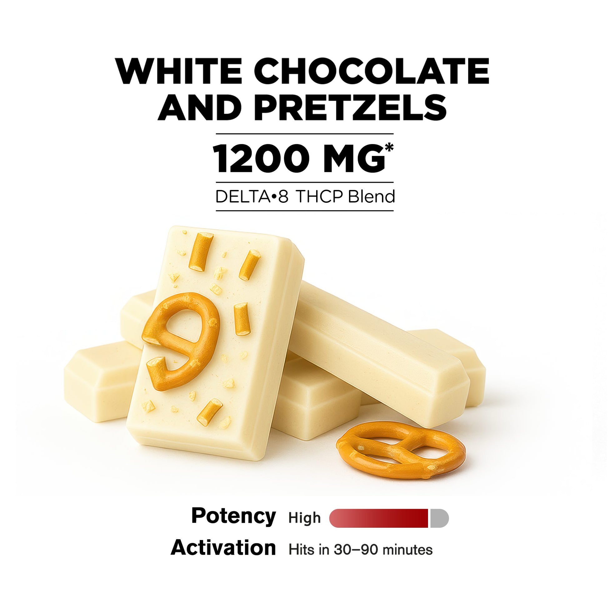 1,200mg White Chocolate & Pretzels Bar - Delta 8 - Chill Plus