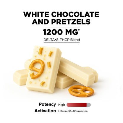 1,200mg White Chocolate & Pretzels Bar - Delta 8 - Chill Plus