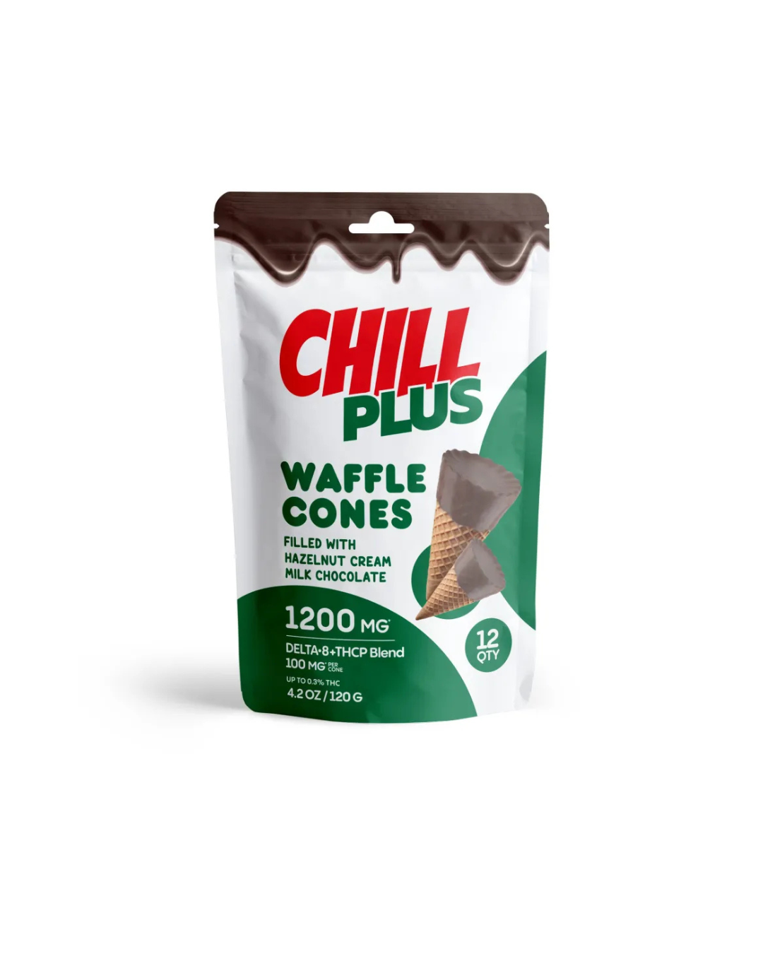 100mg Hazelnut Cream + Milk Chocolate Waffle Cones - D8, THCP, Chill Plus