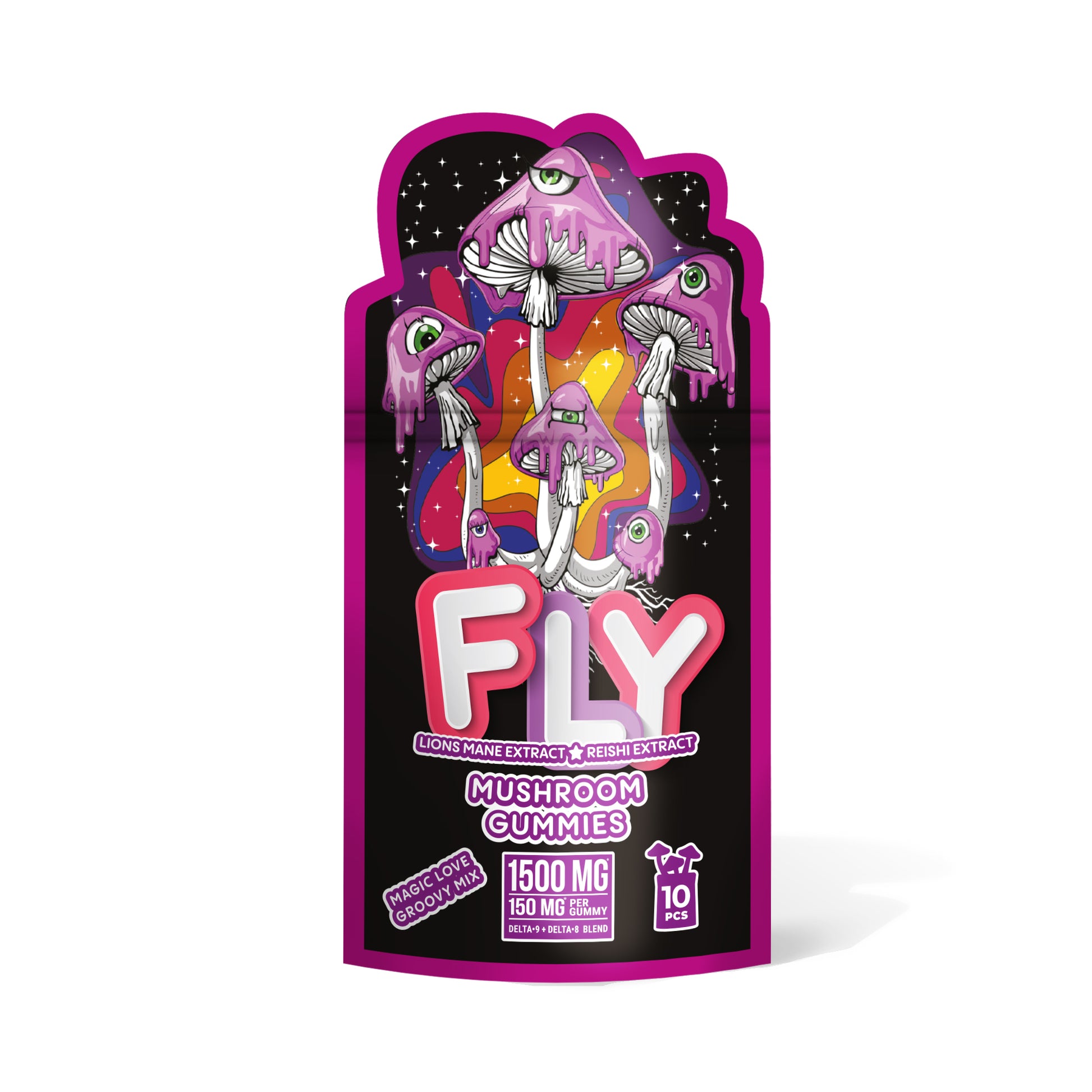 150mg D8, D9, Lion's Mane, Reishi Gummies - Magic Love Groovy Mix - Fly