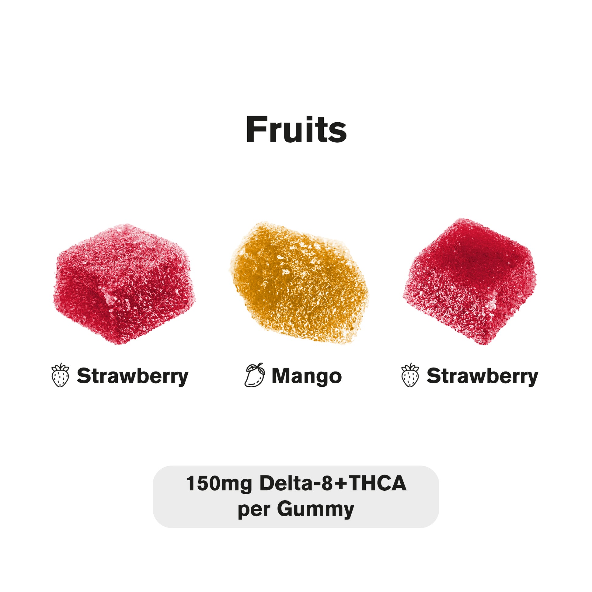 150mg D8 & THCA Gummies - Fruits - Fresh