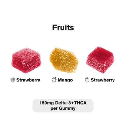 150mg D8 & THCA Gummies - Fruits - Fresh
