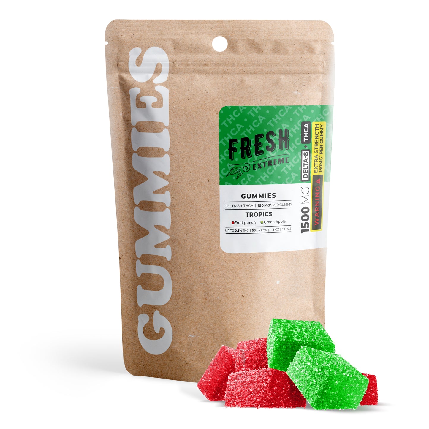 150mg D8 & THCA Gummies - Tropics - Fresh