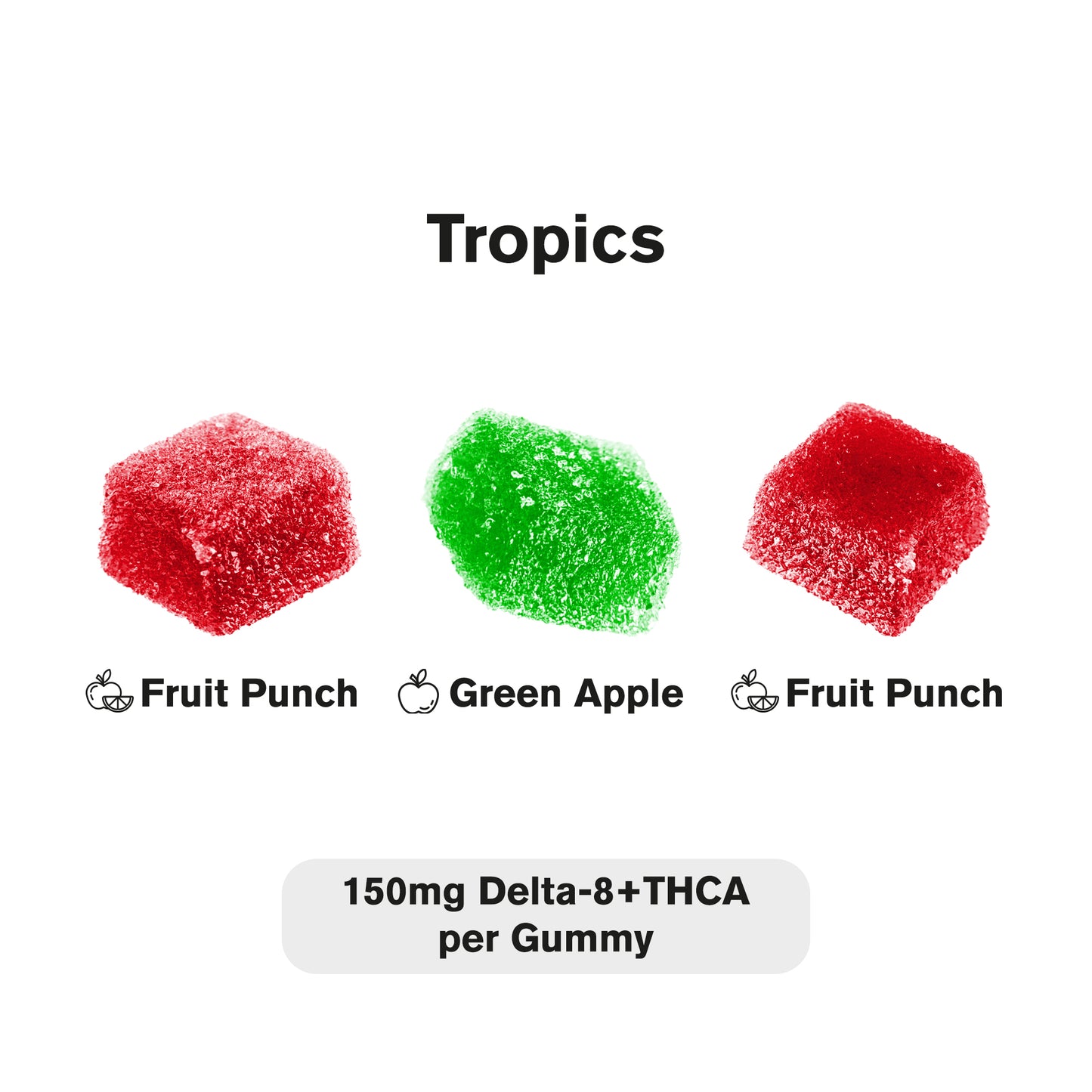 150mg D8 & THCA Gummies - Tropics - Fresh