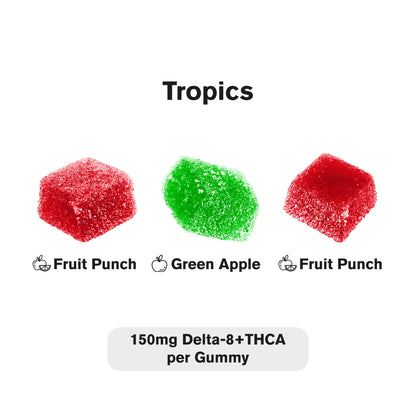 150mg D8 & THCA Gummies - Tropics - Fresh