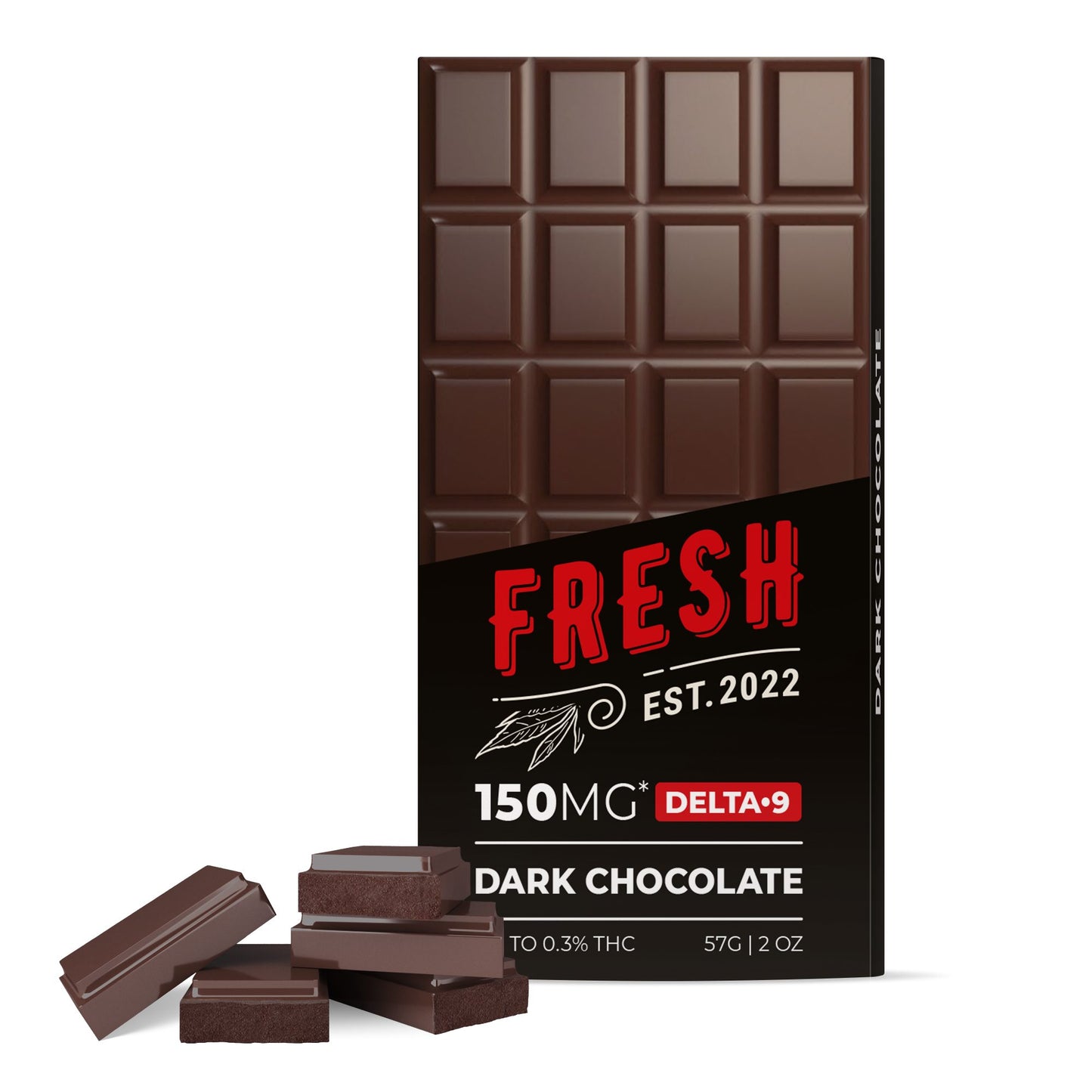 150mg Dark Chocolate Bar – Delta 9 – Fresh