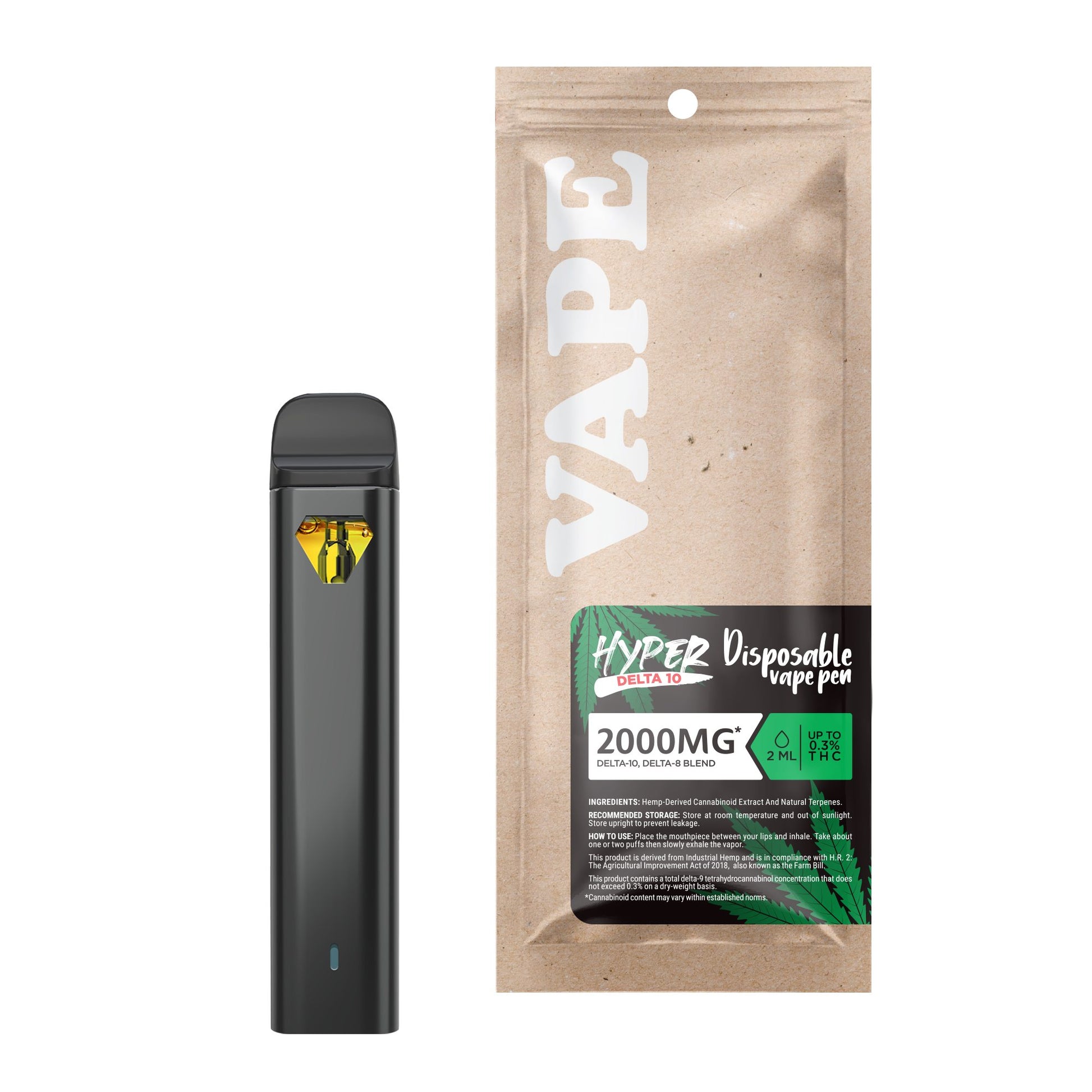 2000mg D10, D8 Vape Pen - Beyond Blueberry - Indica - 2ml - Hyper