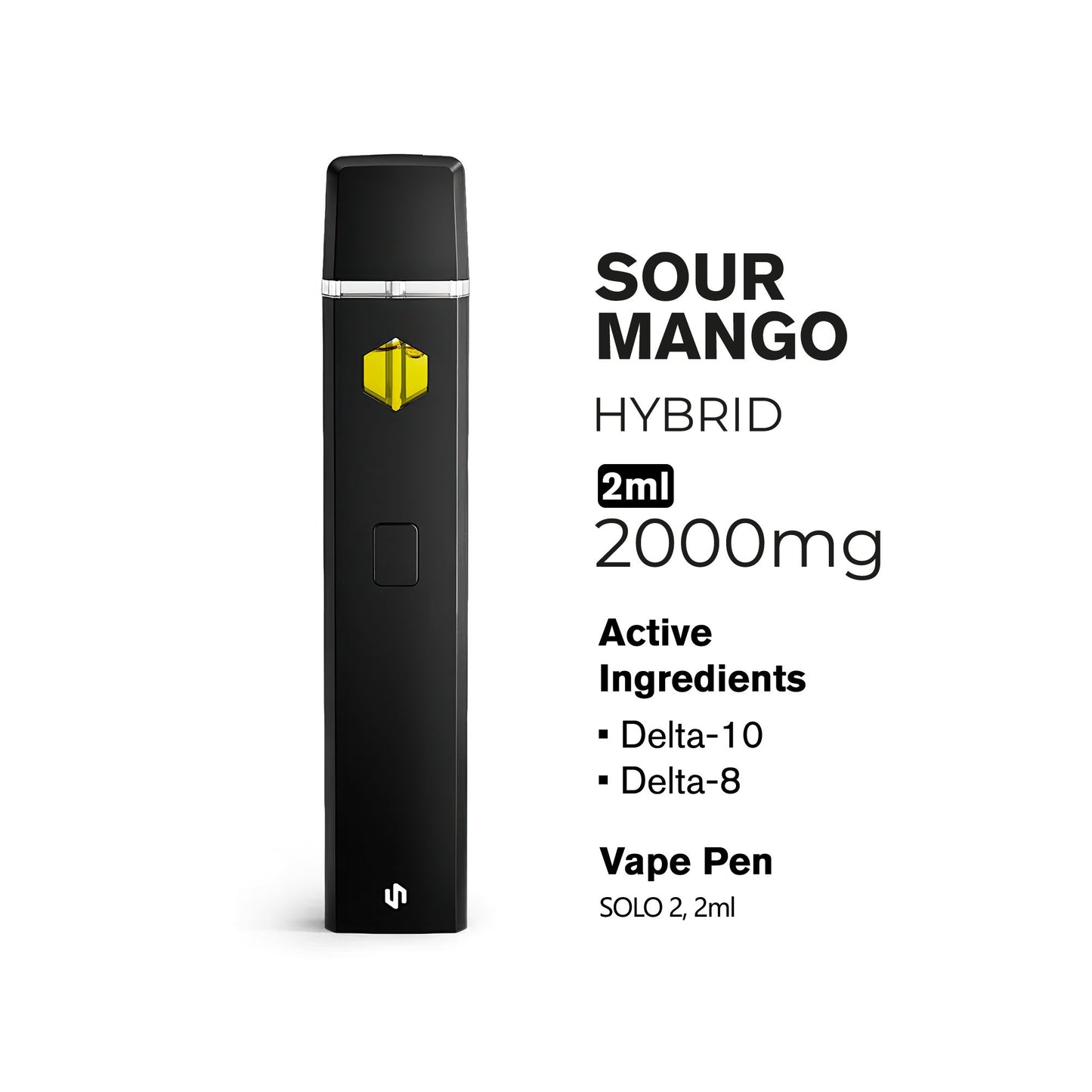 2000mg D10, D8 Vape Pen - Sour Mango - Hybrid - 2ml - Hyper