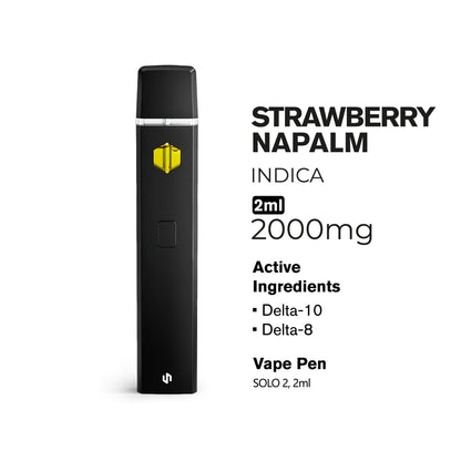 2000mg D10, D8 Vape Pen - Strawberry Napalm - Indica - 2ml - Hyper