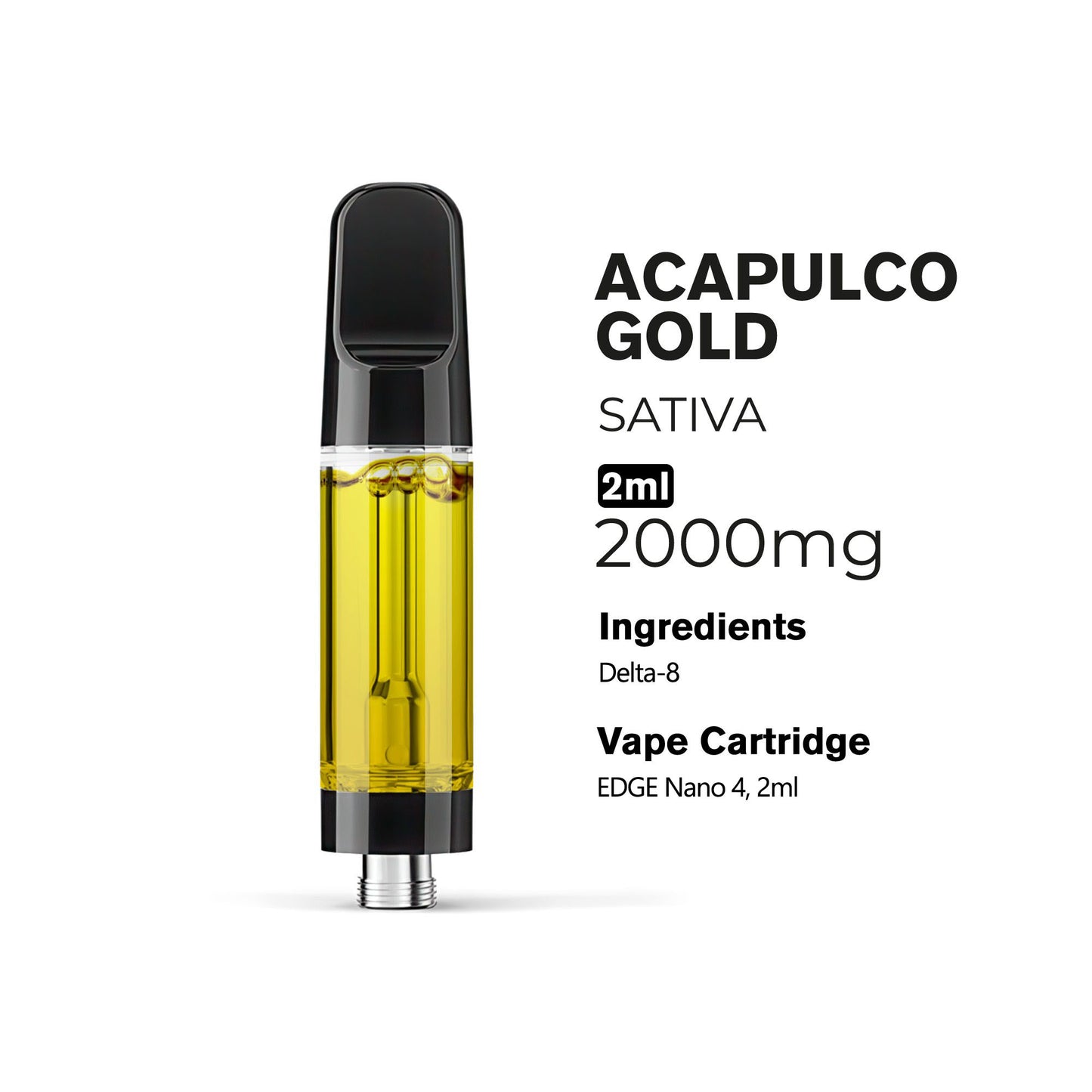 2000mg D8 Vape Cart - Acapulco Gold - Sativa - 2ml - 10X