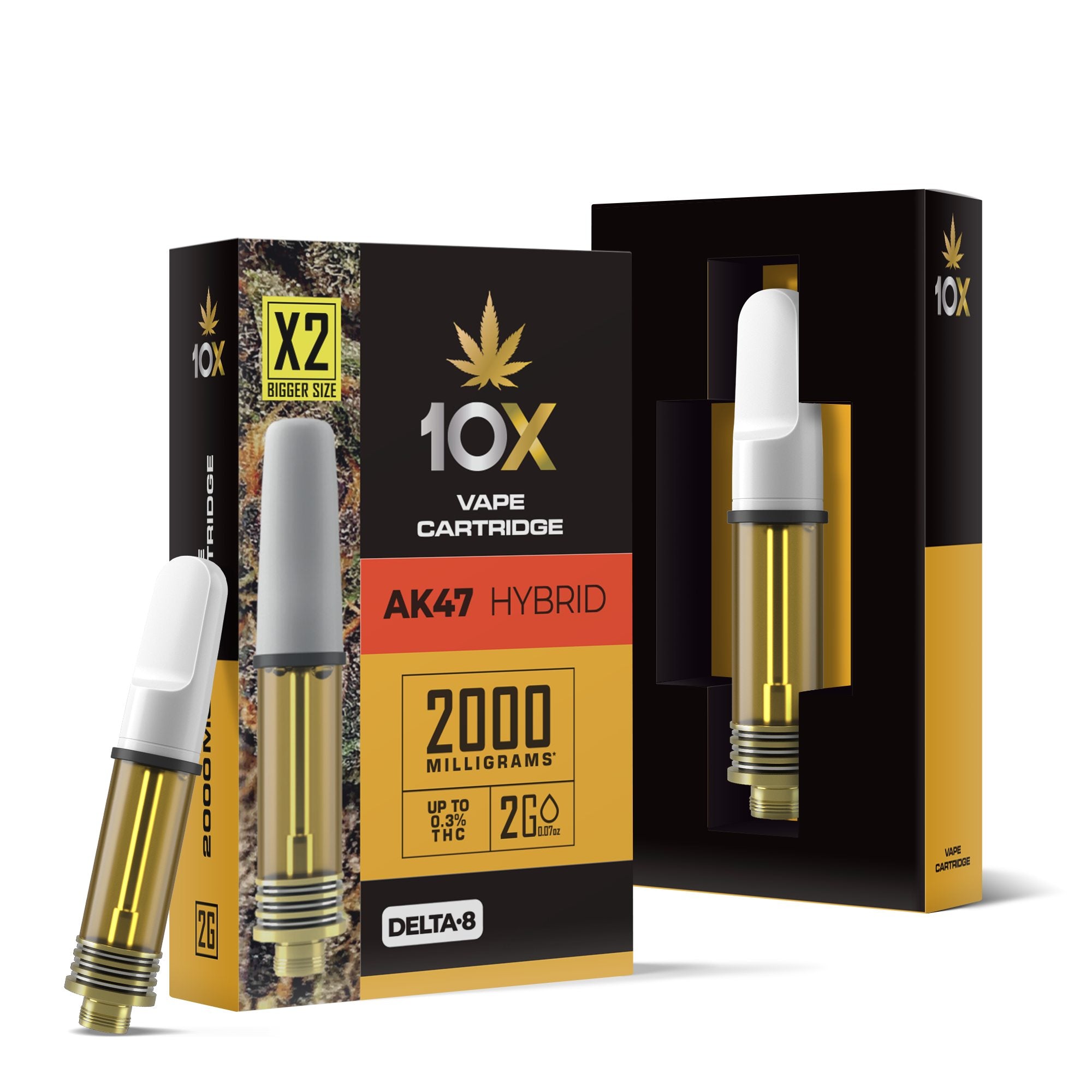 2000mg D8 Vape Cart - AK47 - Hybrid - 2ml - 10X