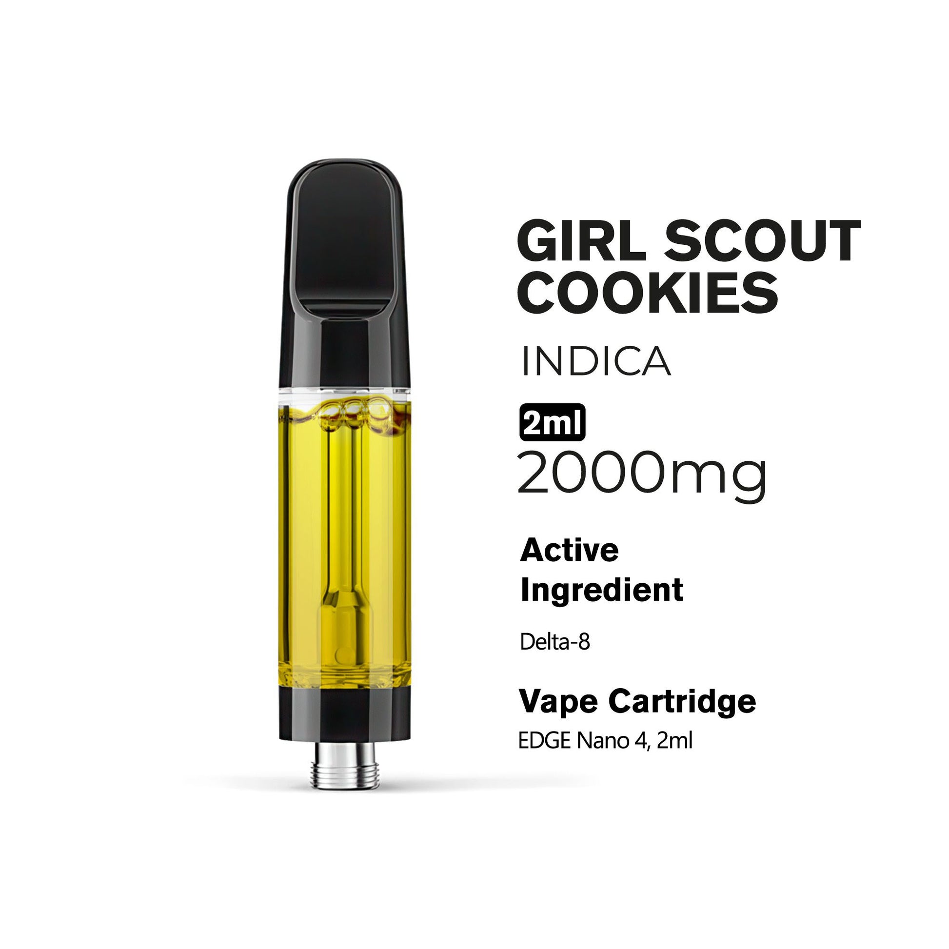 2000mg D8 Vape Cart - Girl Scout Cookies - Indica - 2ml - 10X