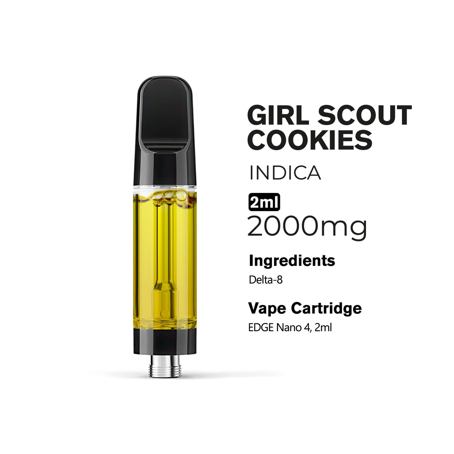 2000mg D8 Vape Cart - Girl Scout Cookies - Indica - 2ml - Chill Plus