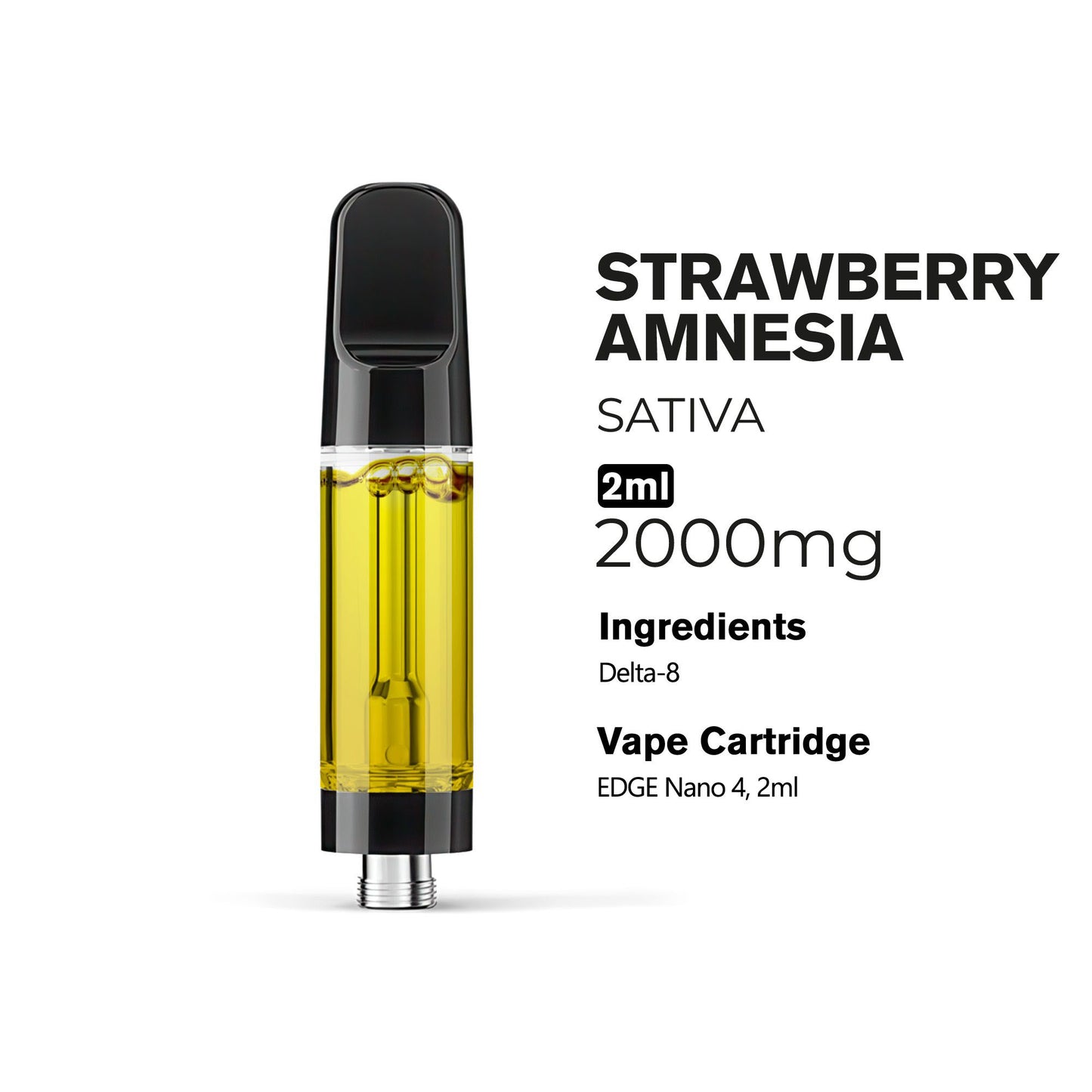 2000mg D8 Vape Cart - Strawberry Amnesia - Sativa - 2ml - Chill Plus