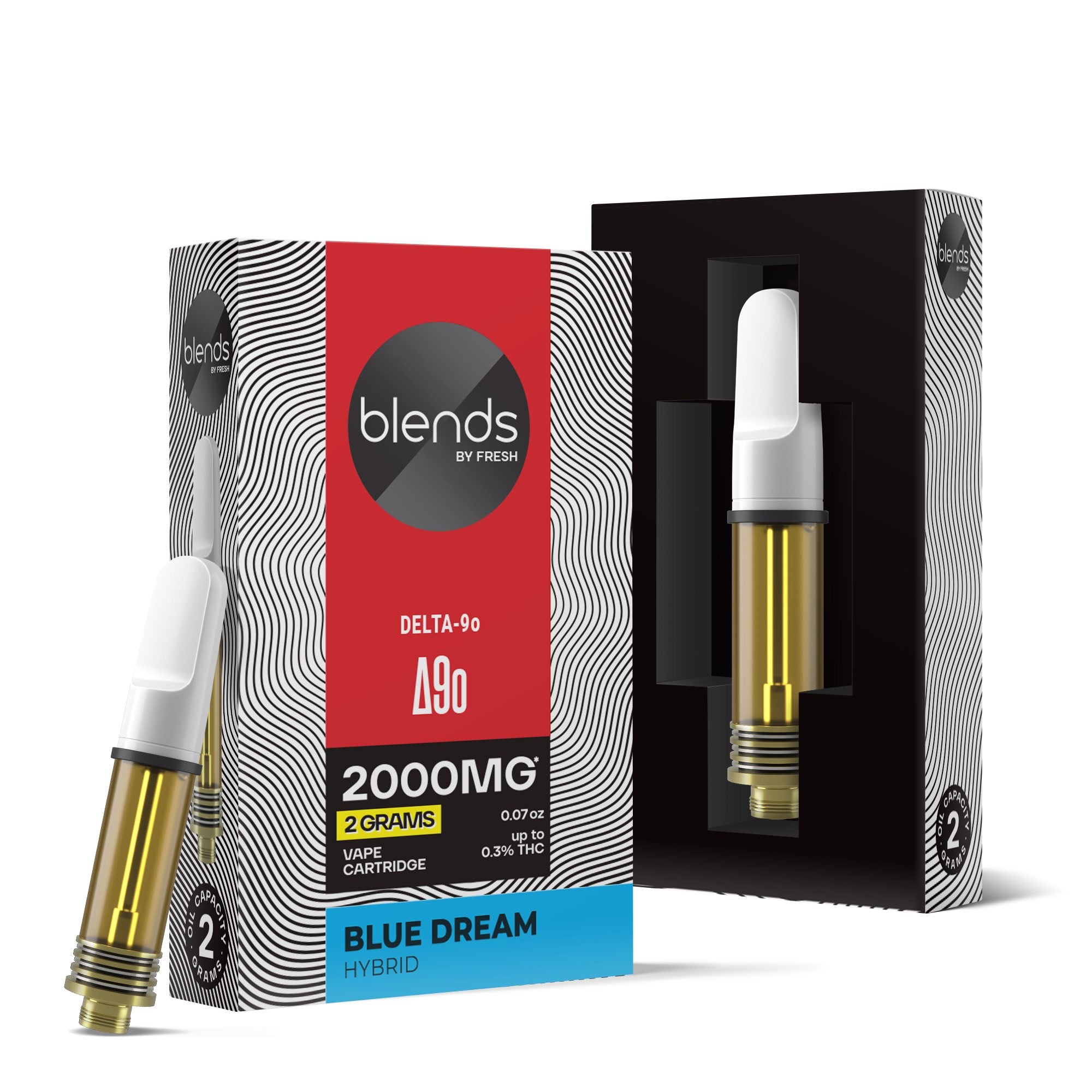 2000mg D9o Vape Cart - Blue Dream - Hybrid - 2ml - Blends by Fresh